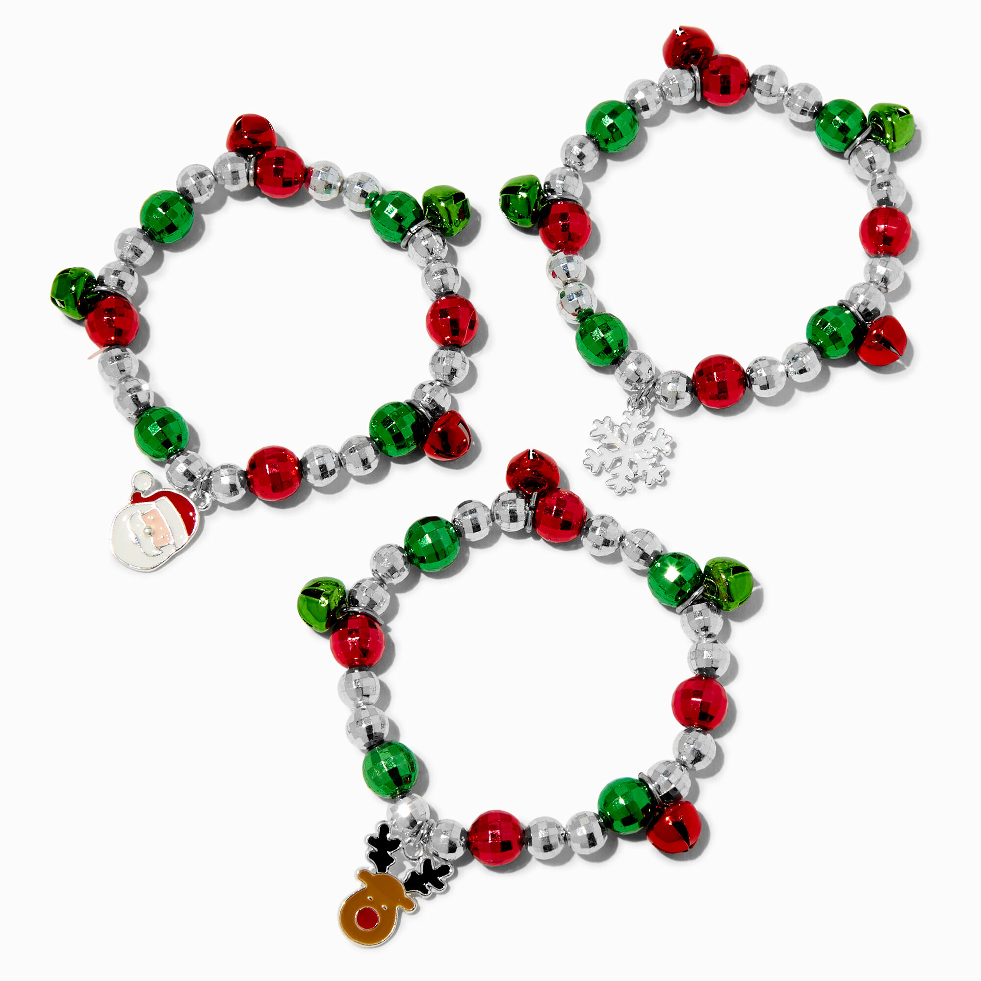 View Claires Christmas Jingle Bells Stretch Charm Bracelets 3 Pack information