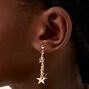 Gold 2&quot; Star Clip-On Drop Earrings,