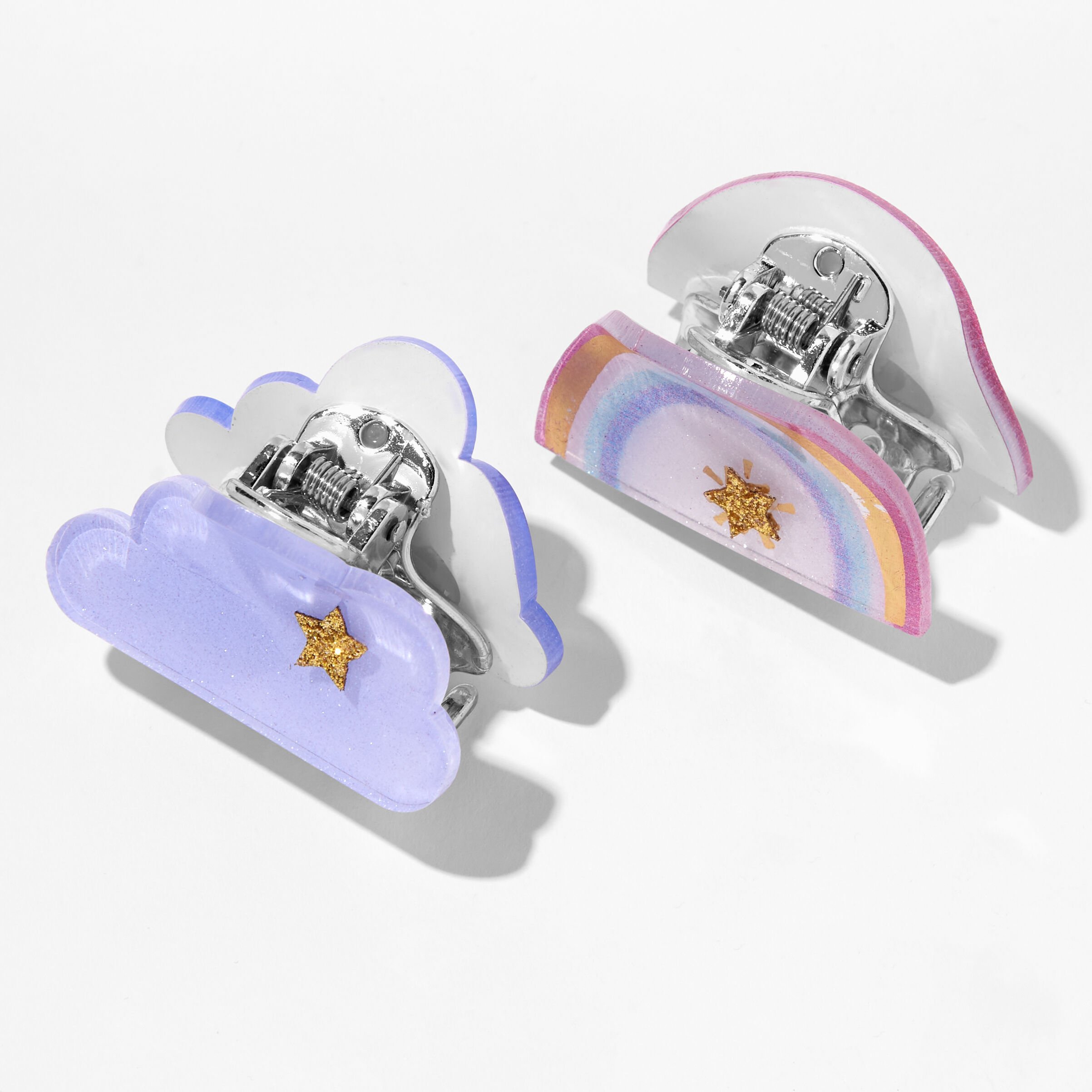 Claire's Club Glitter Rainbow Cloud Hair Claws (2 pack),