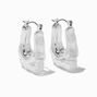 Silver-tone Clear Acrylic Square Oblong Hoop Earrings,