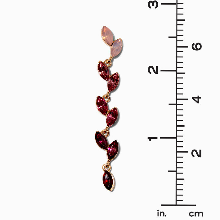 Pink Ombre Gemstone Leaf Gold-tone 2.5&quot; Drop Earrings,
