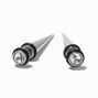 Silver-tone Stainless Steel Crystal Faux Taper Earrings,
