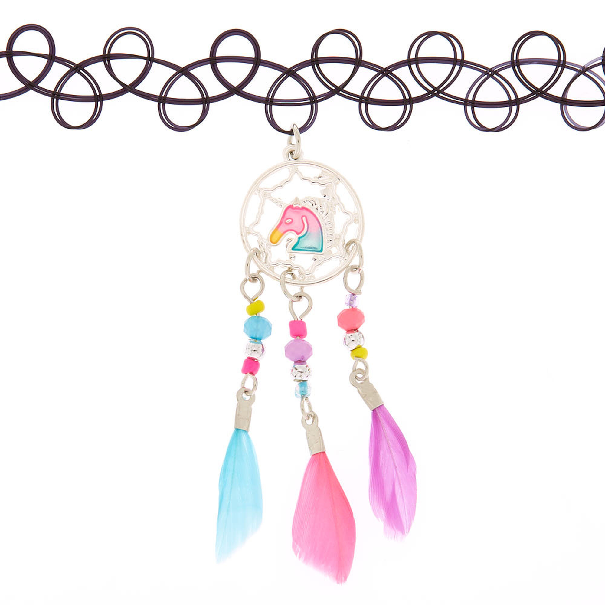Unicorn Dreamcatcher Tattoo Choker Necklace Claire S