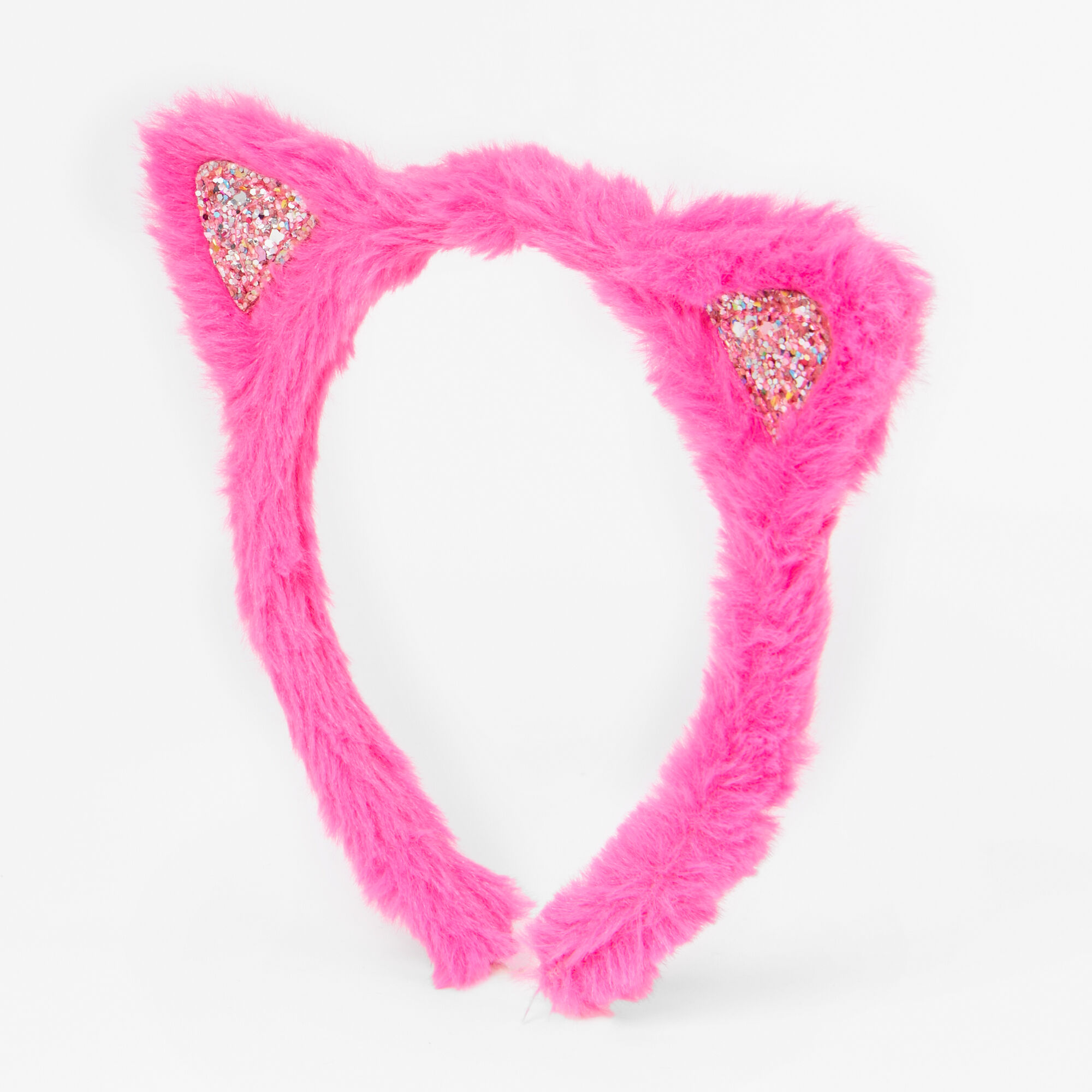 View Claires Club Plush Glitter Cat Ears Headband Pink information