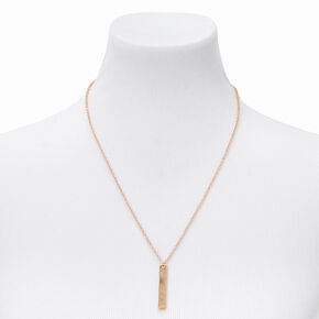 Gold Rectangular Drop Pendant Necklace,