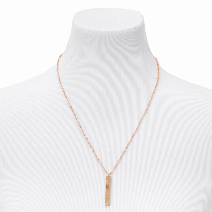 Gold Rectangular Drop Pendant Necklace,