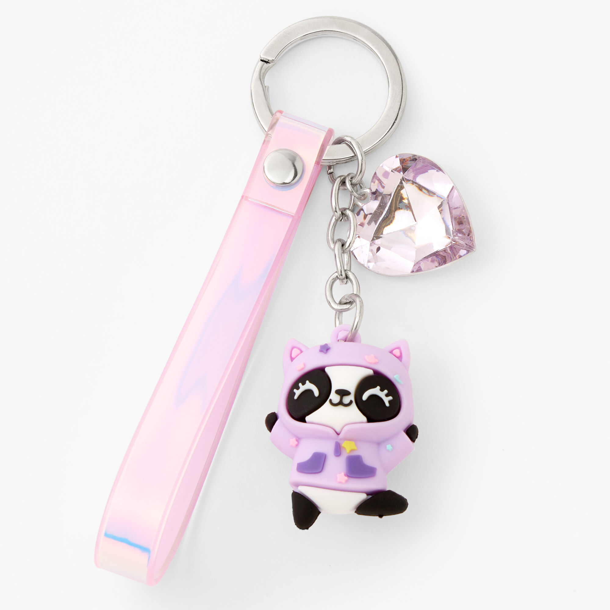 Claire's Porte-clés panda en silicone - Rose