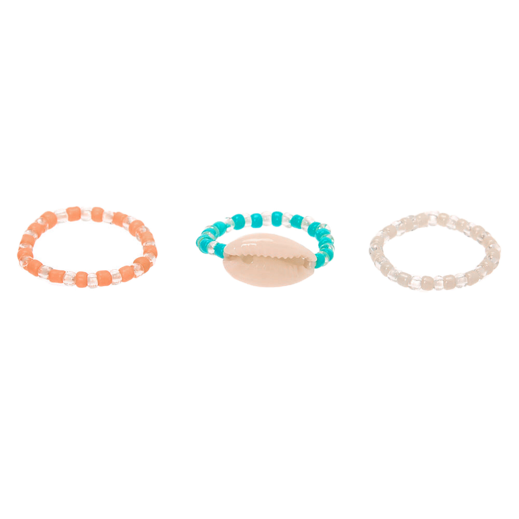 Pastel Shell Stretch Rings - 3 Pack,