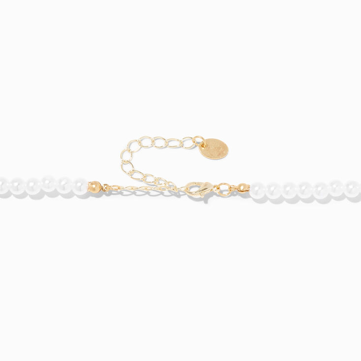 Claire&#39;s Club Gold Heart Pearl Choker Necklace,