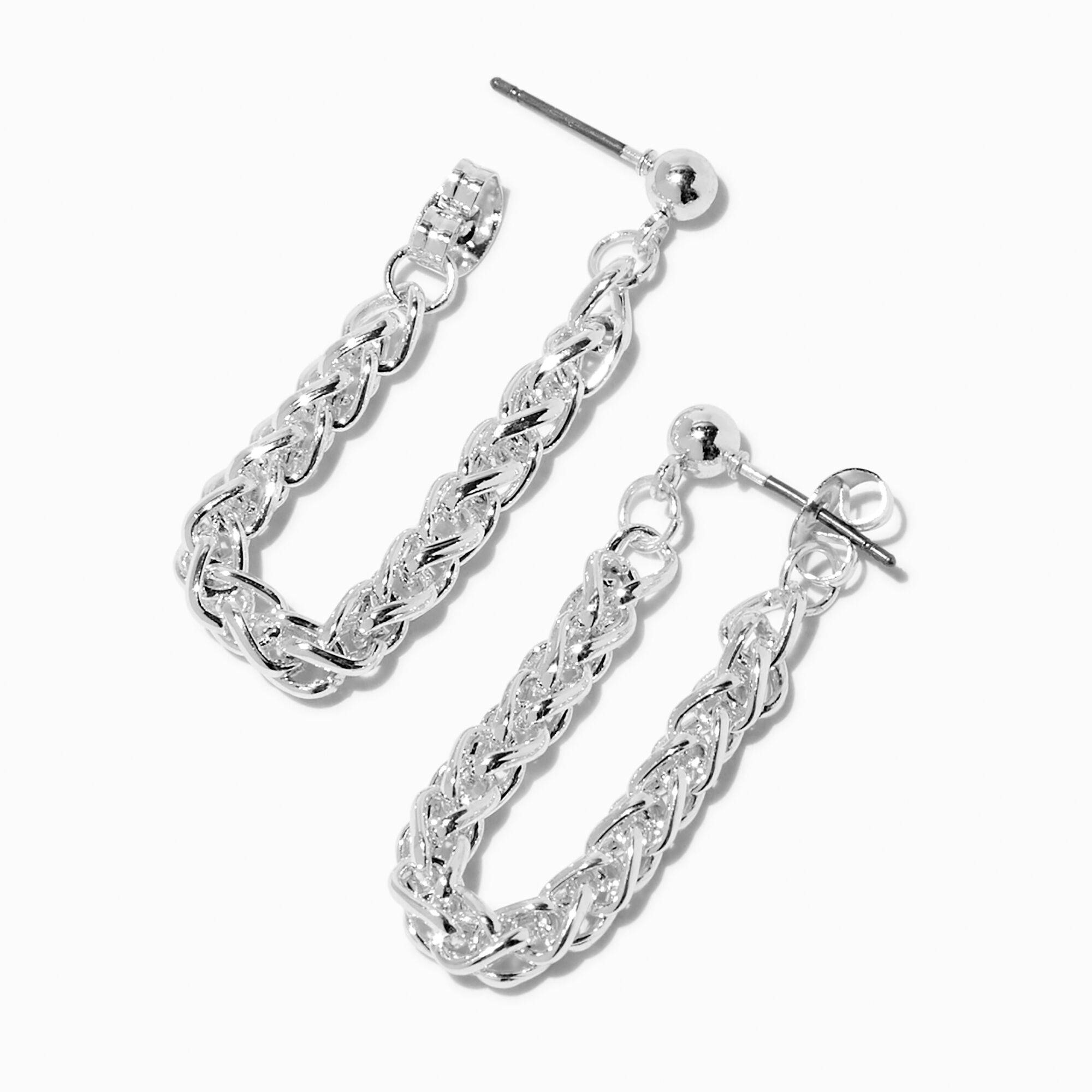 Claire s Silver tone Curb Chain Ear Connector Earrings MainPlace Mall