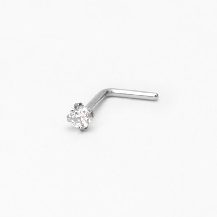 Silver 20G Basic Crystal Nose Stud,