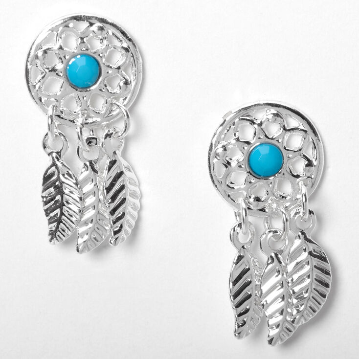 Claire's Clous d’oreilles attrape-rêves couleur argenté - Turquoise