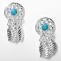 Silver Dreamcatcher Stud Earrings - Turquoise,