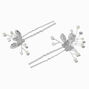 Silver-tone Crystal Butterfly &amp; Pearl Spray Hair Pins - 2 Pack,