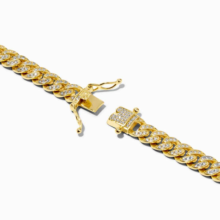 C LUXE by Claire&#39;s 18k Yellow Gold Plated Pav&eacute; Cubic Zirconia Cuban Chain Necklace,