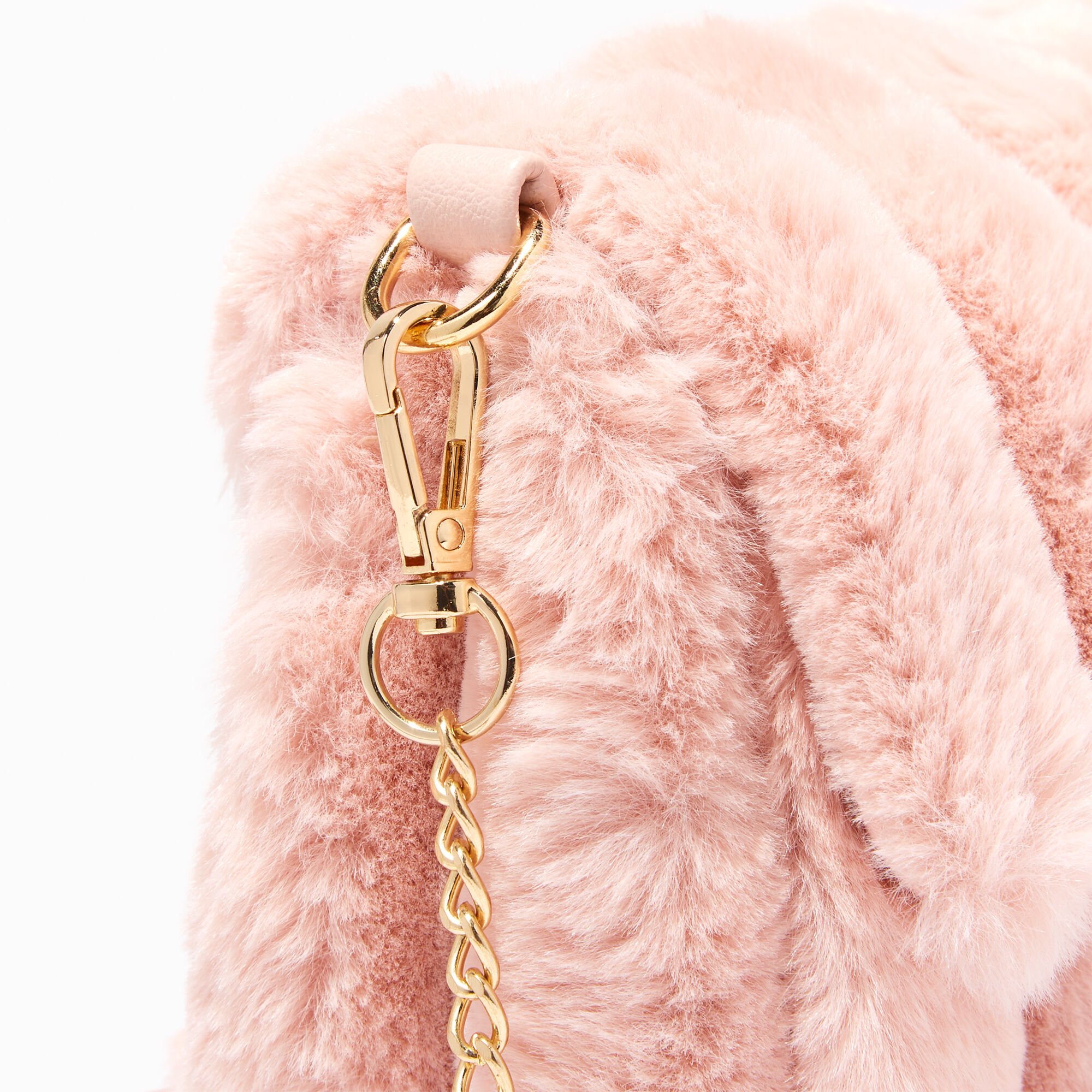 Blush Pink Furry Crossbody Bag,