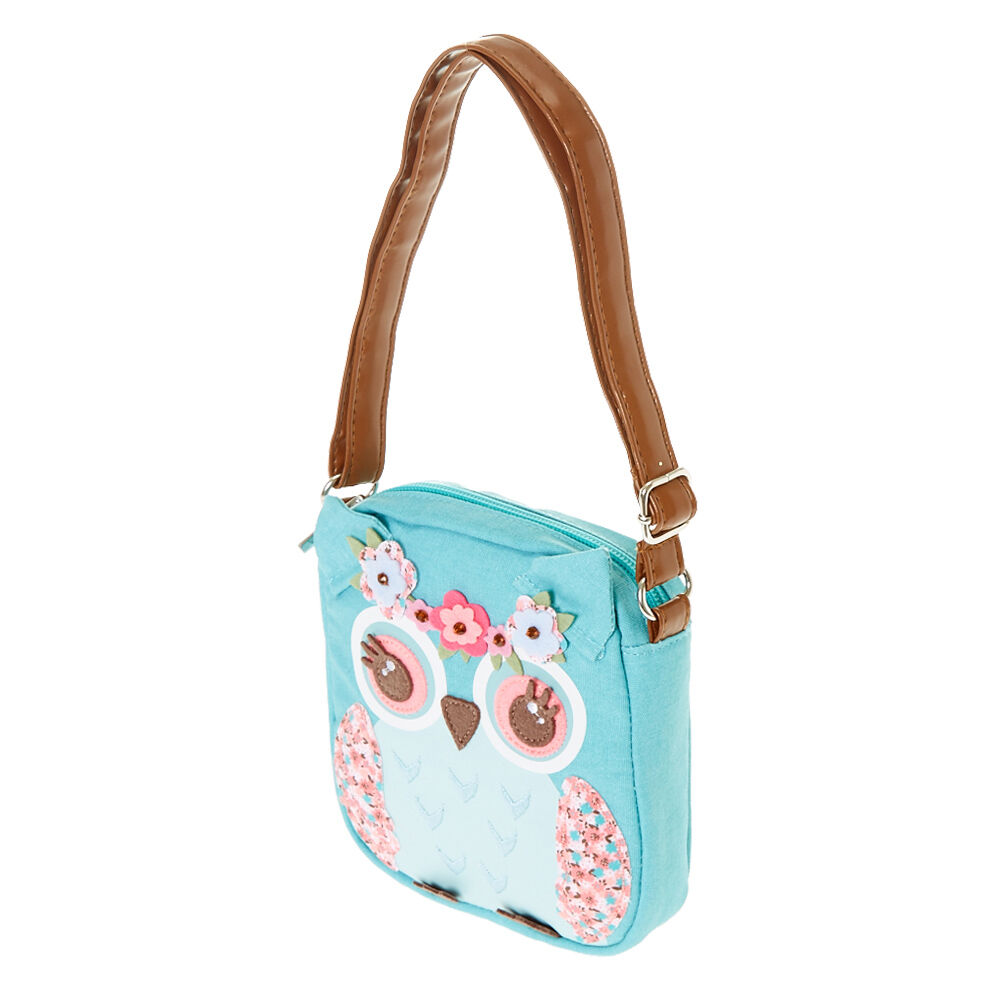 Claire's Club Hazel the Owl Crossbody Purse - Teal,