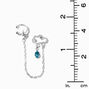 Silver Rain Cloud Blue Drop Ear Cuff Connector Chain Earrings,