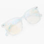 Pearlized Blue Retro Clear Lens Frames,