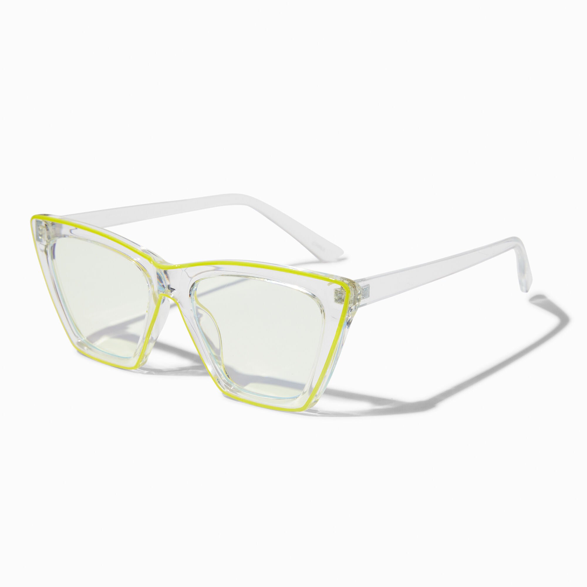 Solar Blue Light Reducing Yellow Rim Cateye Clear Lens Frames,