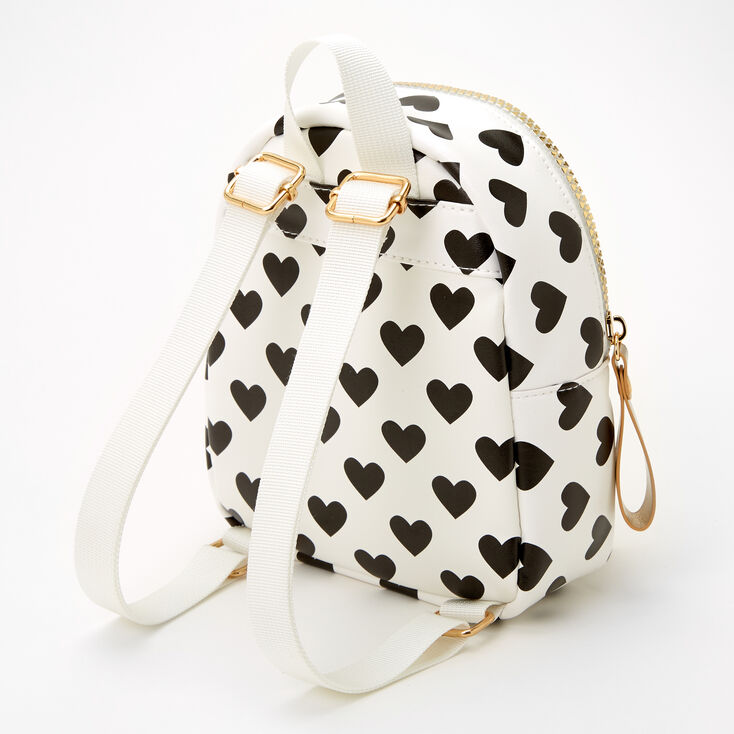 Claire&#39;s Club Heart Print White Backpack,