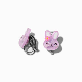 Purple Bunny Clip-On Stud Earrings,