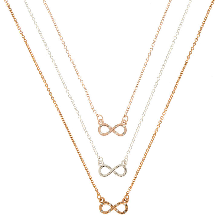 Mixed Metal Infinity Pendant Necklaces - 3 Pack,