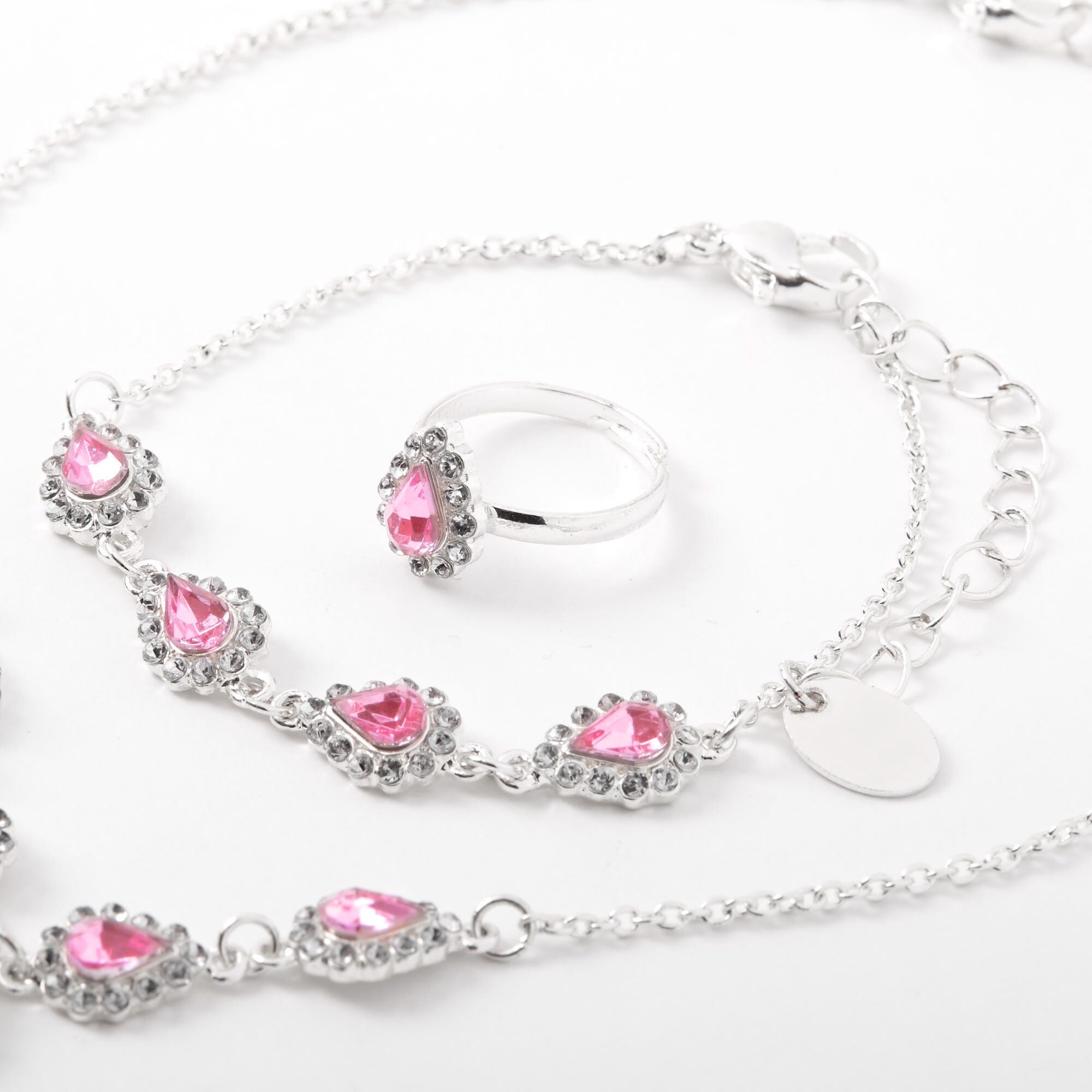 Claire's Club Embellished Teardrop Jewelry Set - Pink,