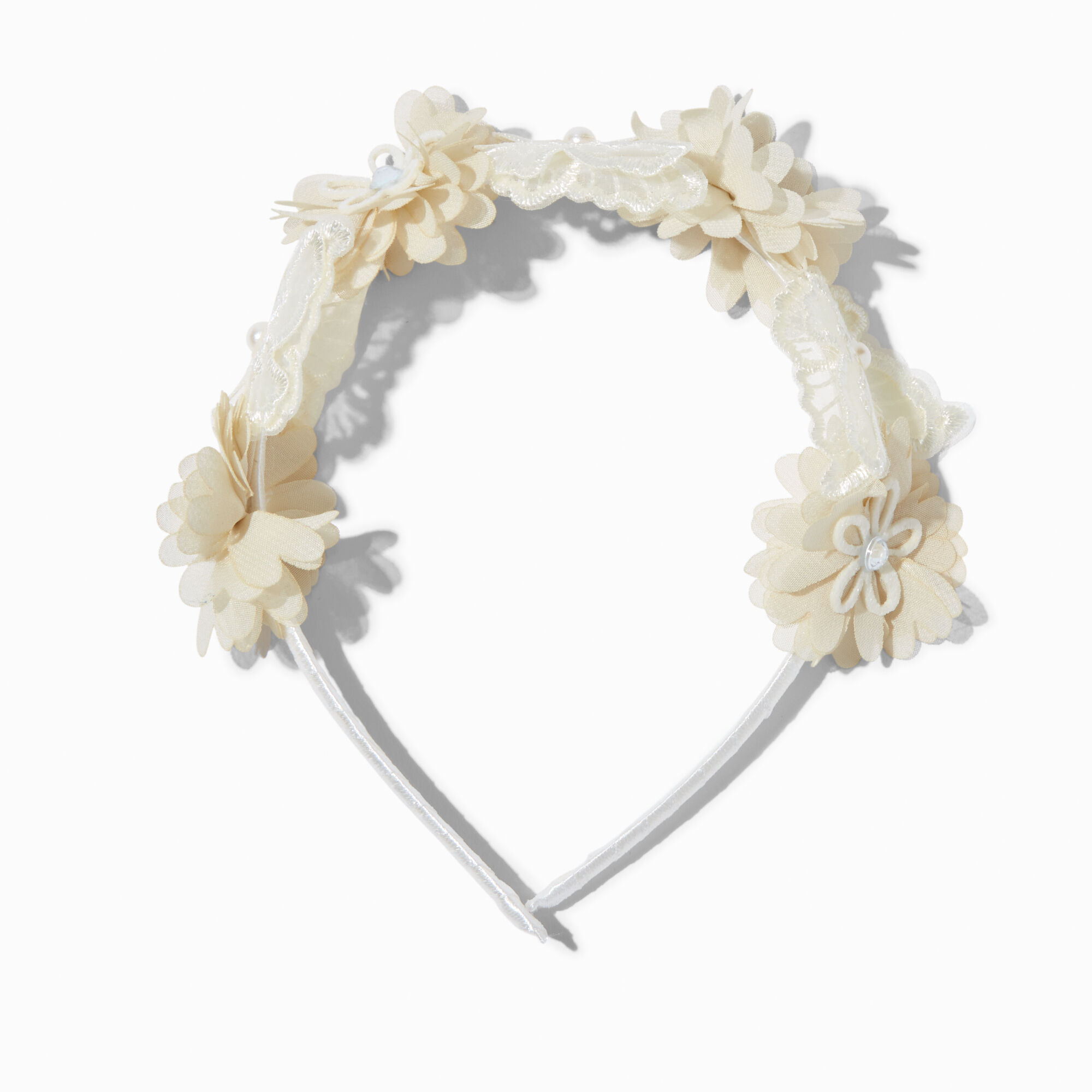 View Claires Club Special Occasion Butterfly Floral Headband Ivory information