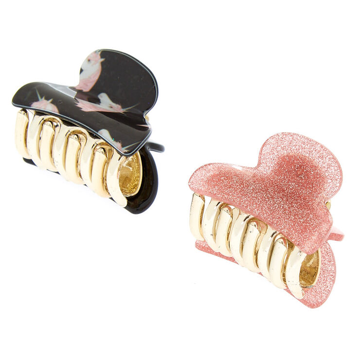 Claire's Lot de 2 mini pinces à cheveux pailletées licorne rétro