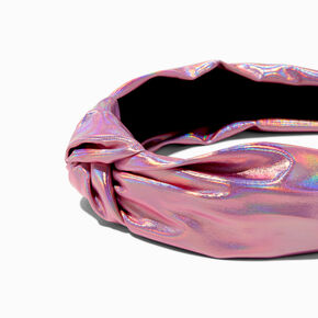 Iridescent Pink Satin Knotted Headband,
