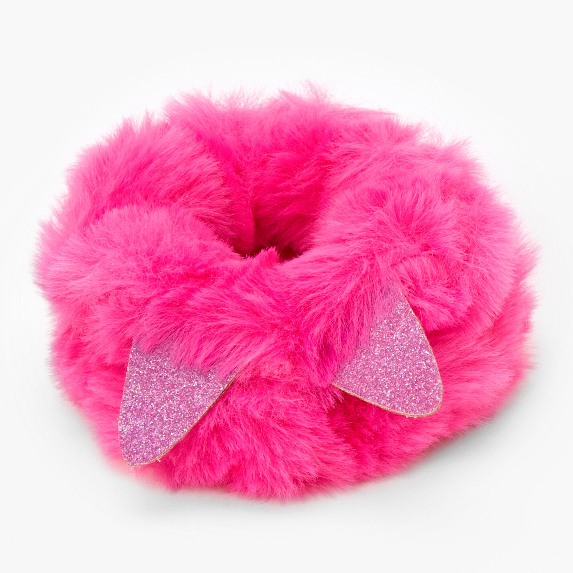 Claire's Club Pink Cat Ear Furry Hair Scrunchies - 2 Pack,