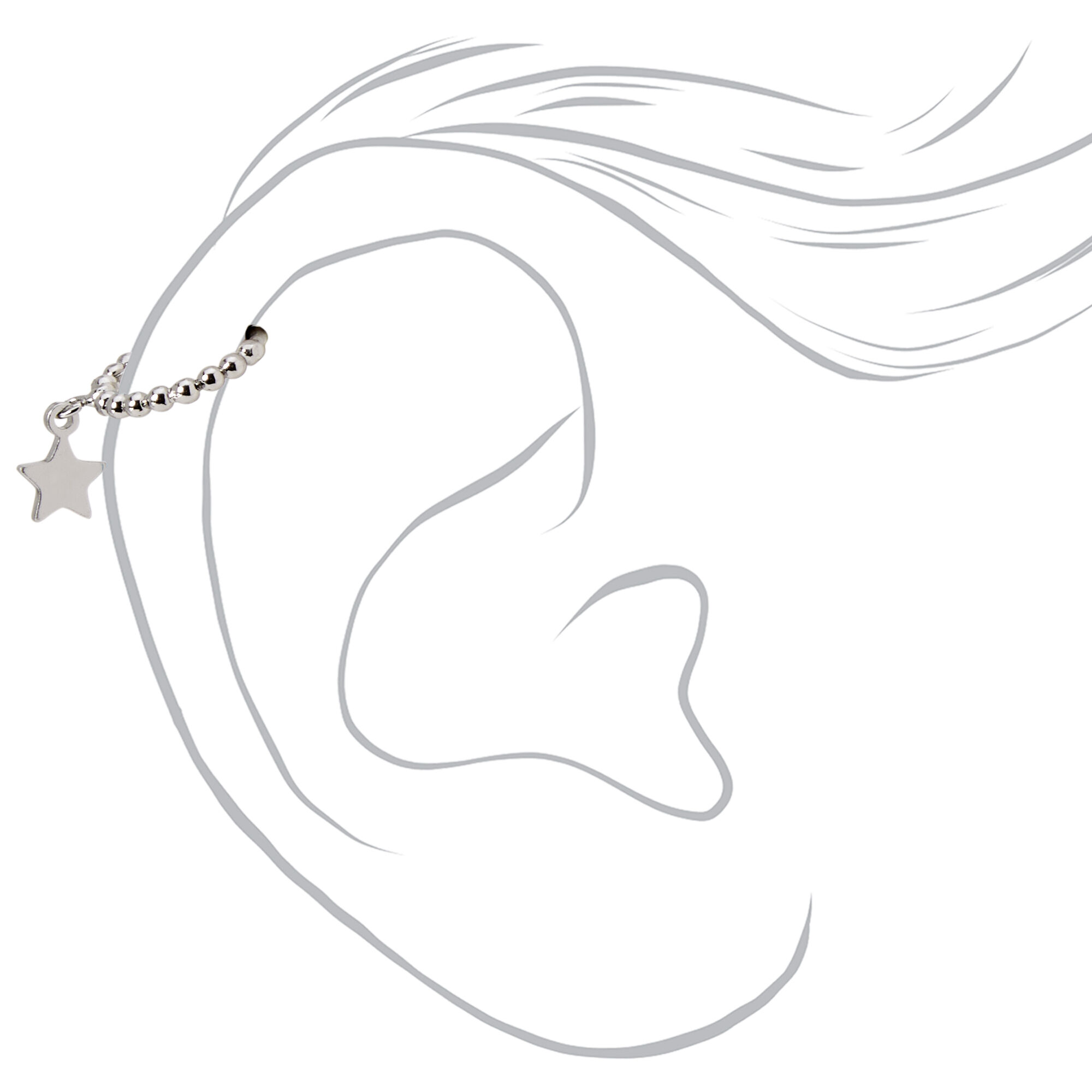Boucle d’oreille pour piercing hélix étoile perlée bulle 1,0 mm couleur argentée,
