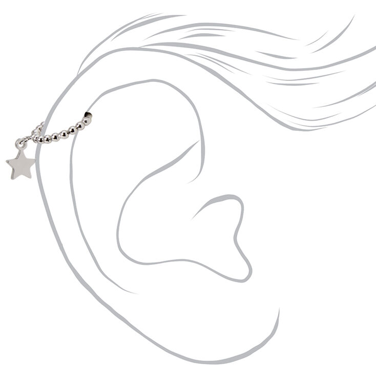 Silver 18G Bubble Bead Star Helix Hoop Earring,
