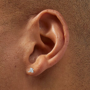Silver-tone Cubic Zirconia 3mm Trillion Stud Earrings,