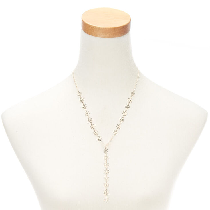 Rose Gold Daisy Y-Neck Pendant Necklace,