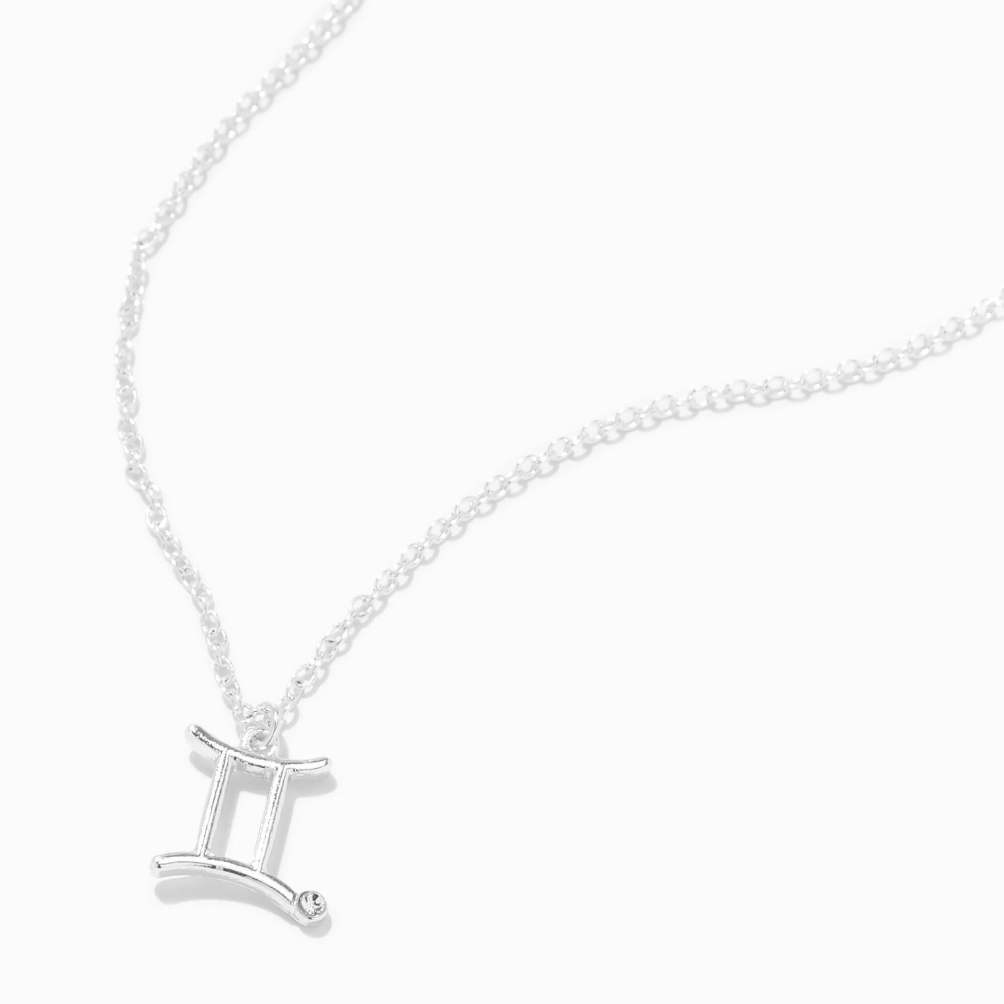 View Claires Tone Crystal Zodiac Symbol Pendant Necklace Gemini Silver information