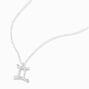 Silver-tone Crystal Zodiac Symbol Pendant Necklace - Gemini,