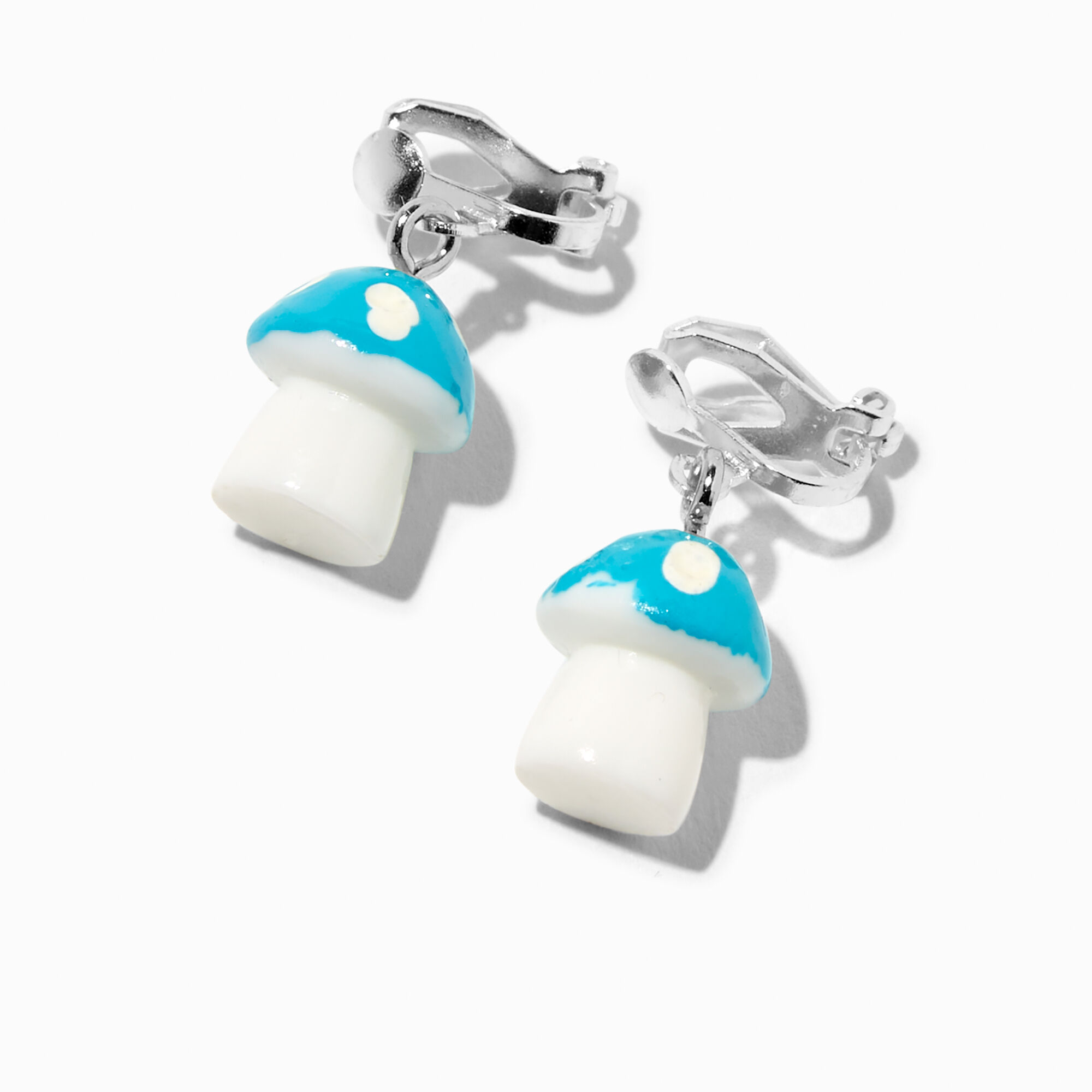 Blue Mushroom Clip On Drop Earrings Claire s US