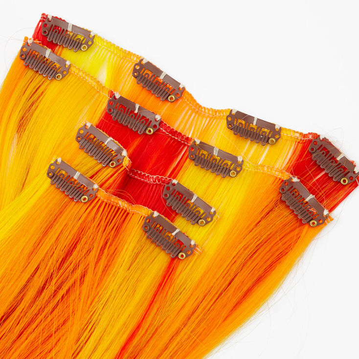 Ombre Faux Hair Clip In Extensions - Yellow, 4 Pack,