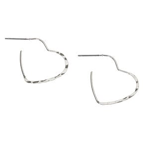 Silver 20MM Textured Heart Hoop Earrings,