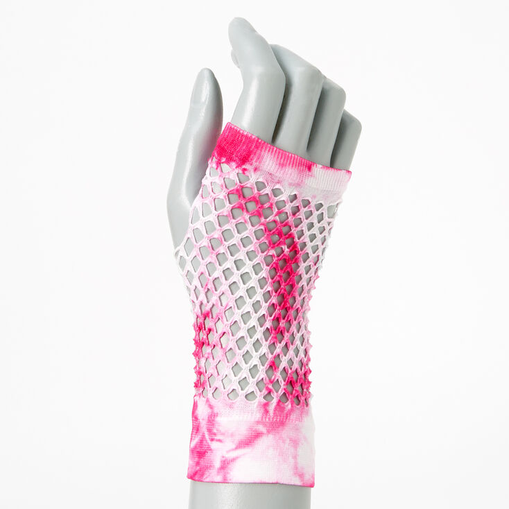 Claire's Gants en résille tie-dye roses et blancs