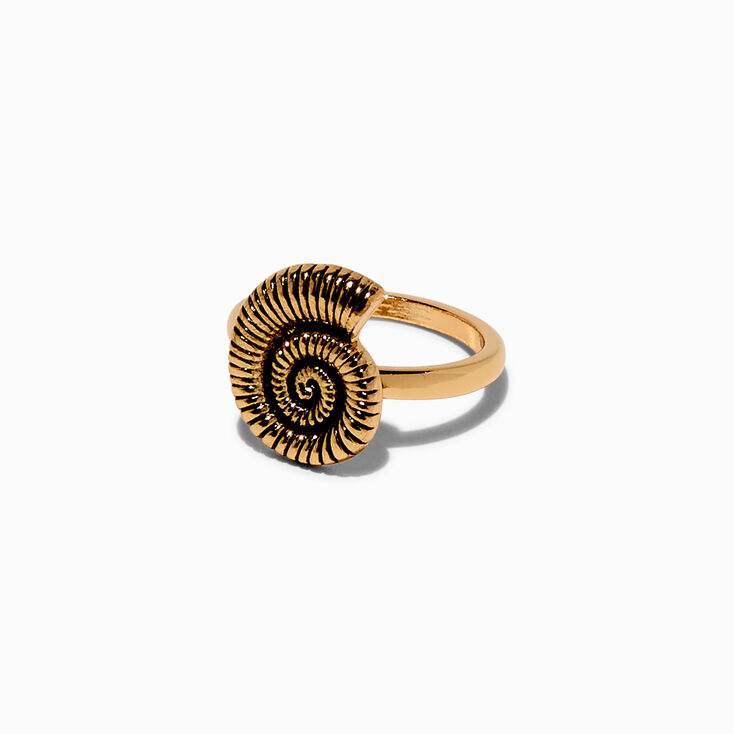 Gold-tone Nautilus Shell Ring ,