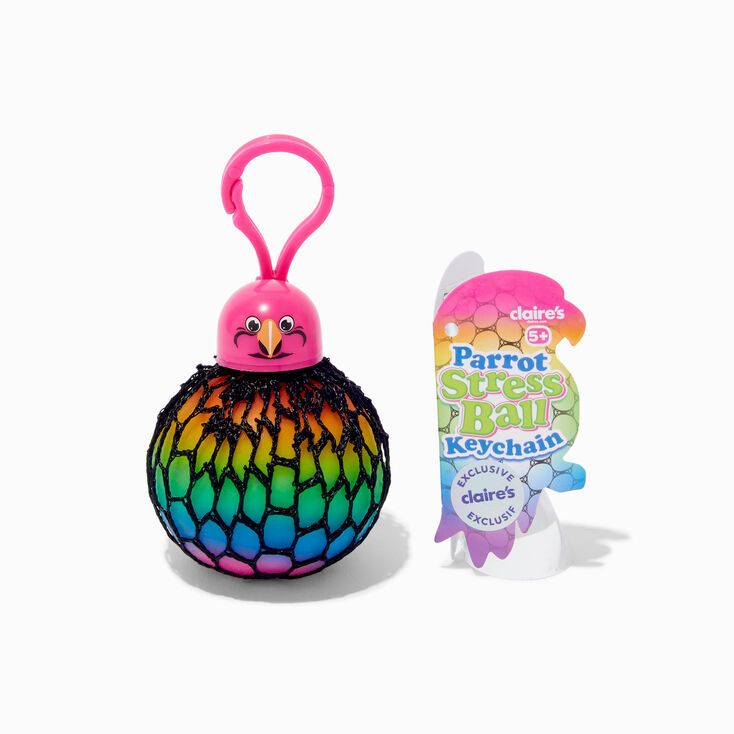 Jouet fidget perroquet balle spongieuse dans un filet - Les mod&egrave;les peuvent varier,