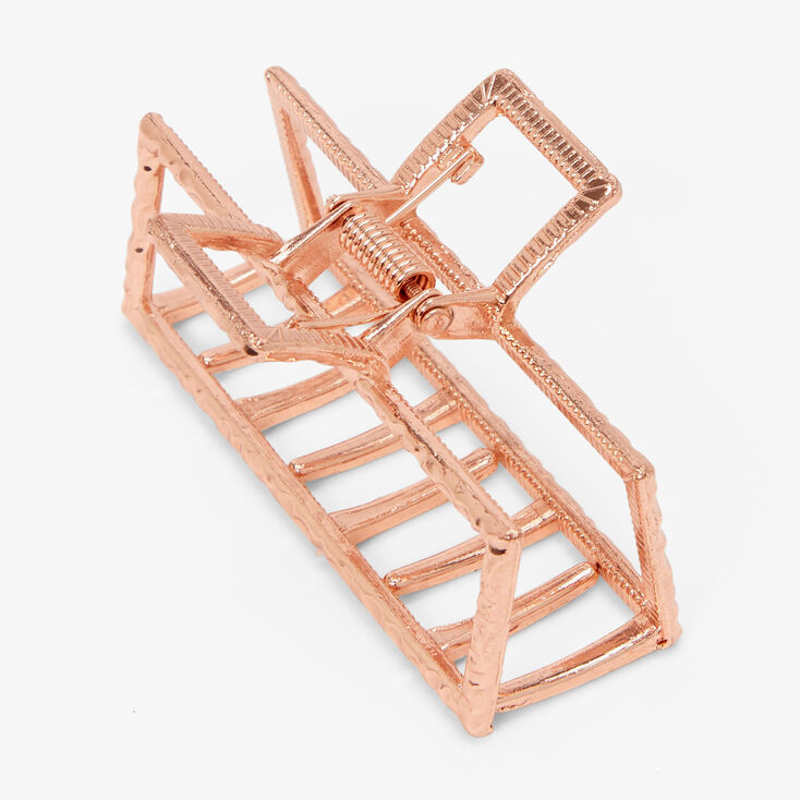 Rose Gold Textured Rectangle Hair Claw,