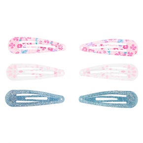 Claire&#39;s Club Glitter Floral Snap Hair Clips - 6 Pack,