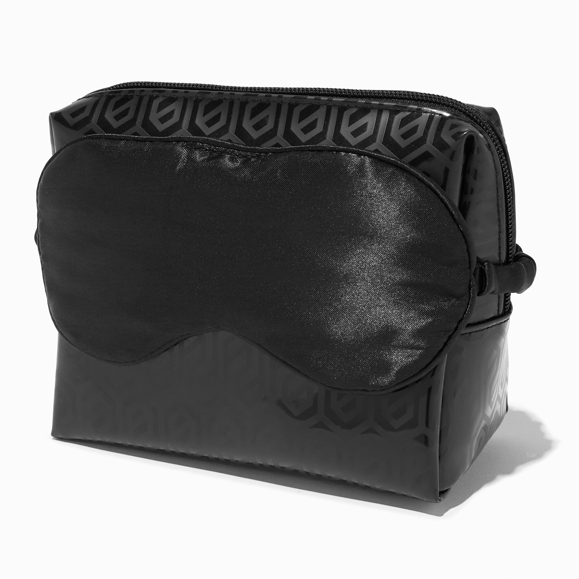 View Claires Medium Makeup Bag With Sleeping Mask Black information