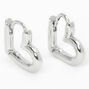 Silver 15MM Tube Heart Huggie Hoop Earrings,