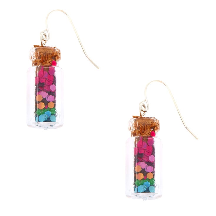 1&quot; Rainbow Confetti Bottle Drop Earrings,