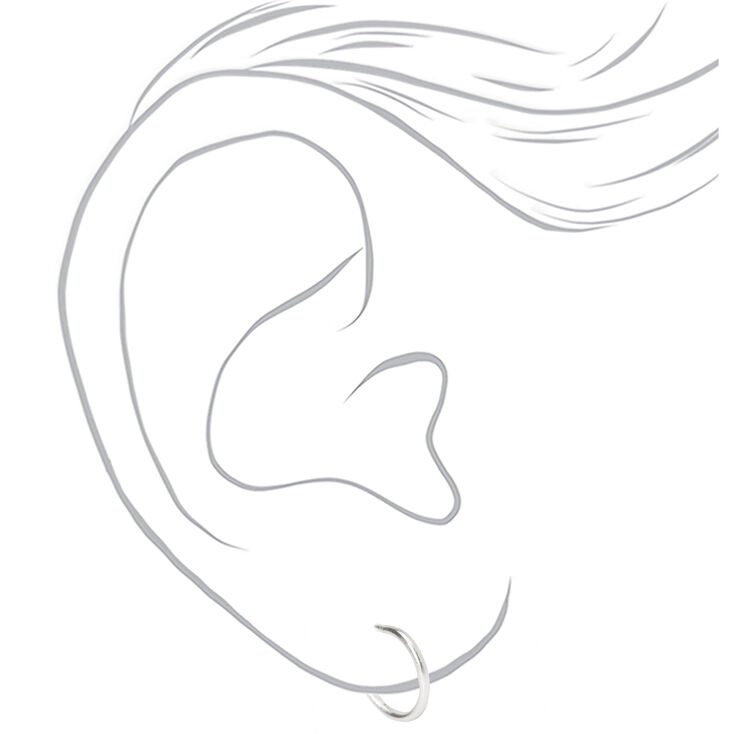 Sterling Silver 10MM Huggie Half Hoop Earrings,